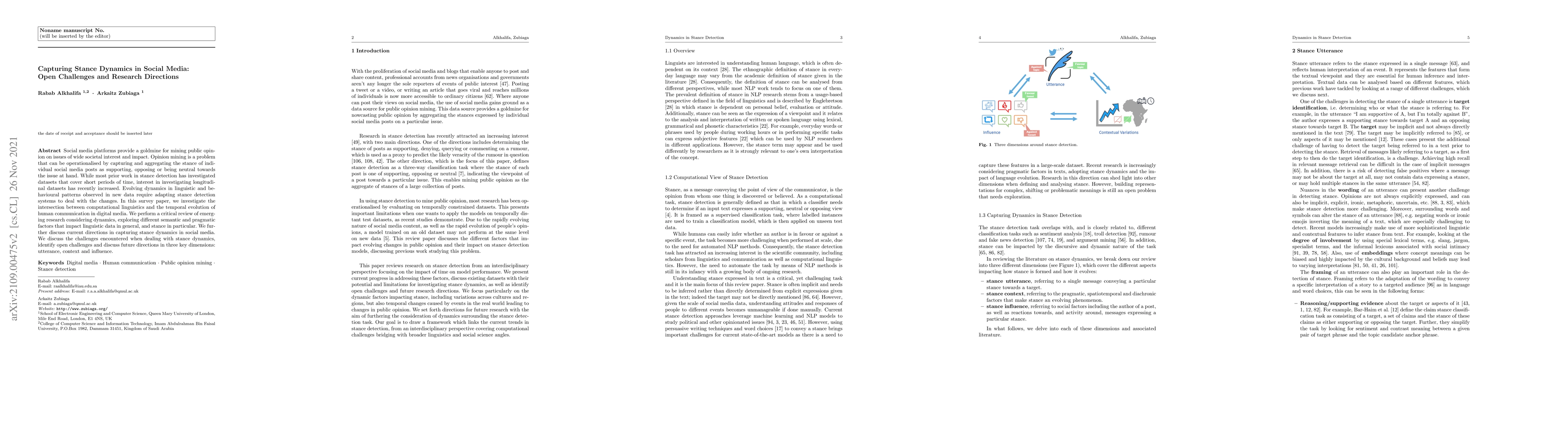 Thumbnail for Capturing Stance Dynamics in Social Media: Open Challenges and Research
  Directions