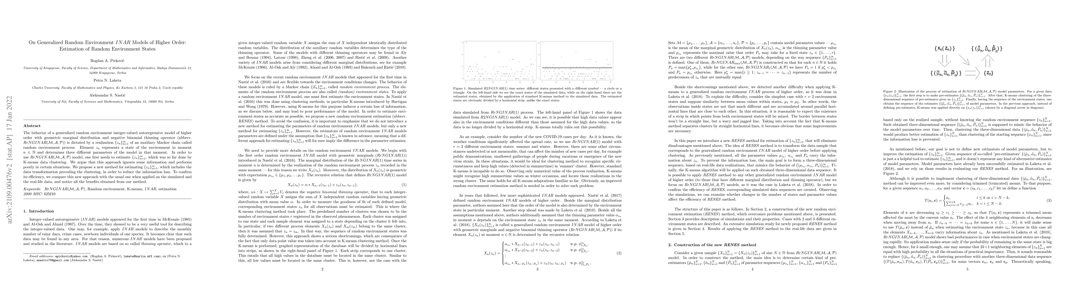 Thumbnail for On Generalized Random Environment INAR Models of Higher Order:
  Estimation of Random Environment States