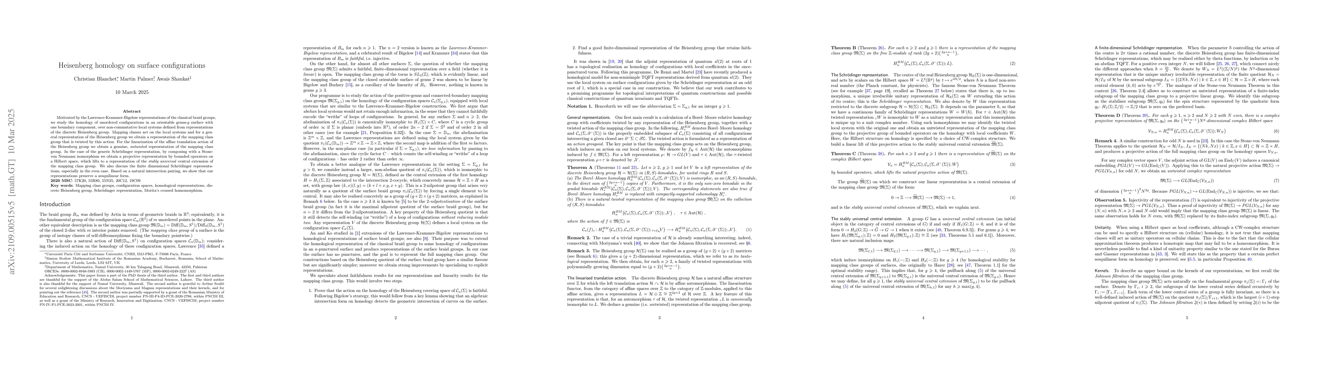 Thumbnail for Heisenberg homology on surface configurations