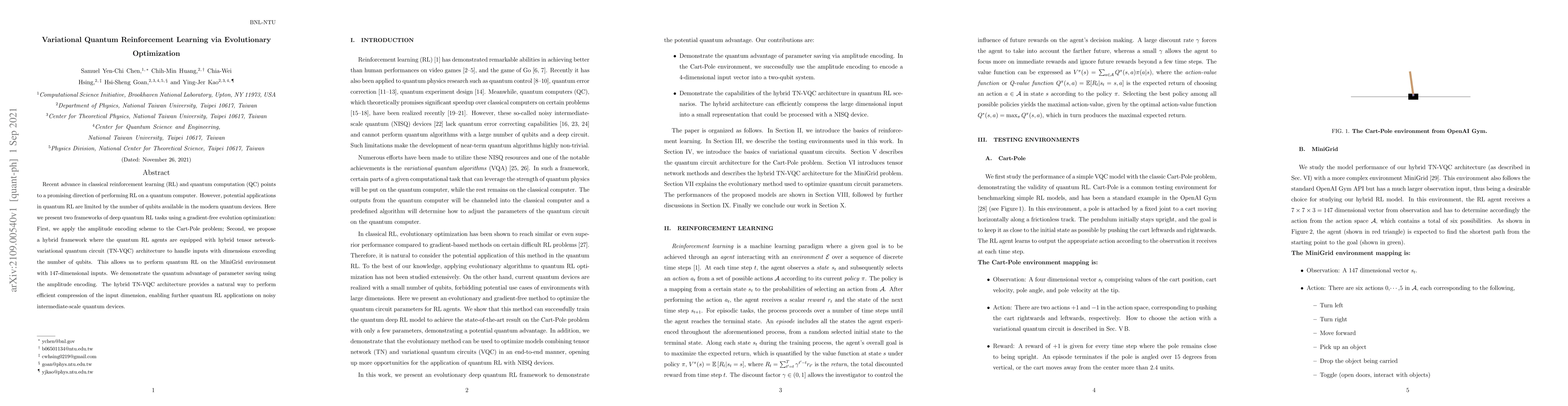 Thumbnail for Variational Quantum Reinforcement Learning via Evolutionary Optimization