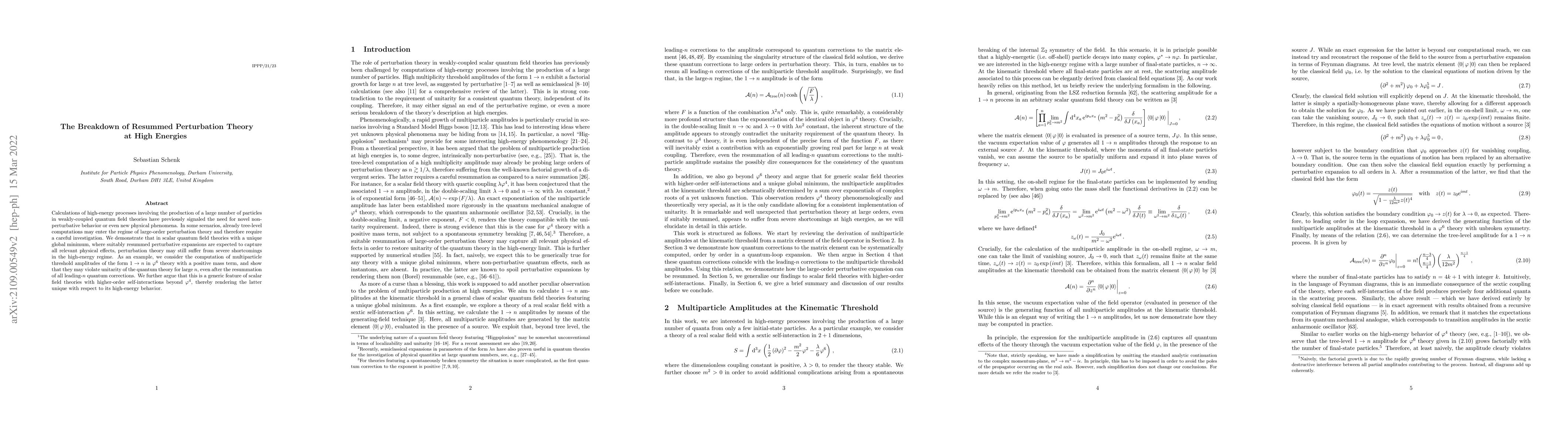 Thumbnail for The Breakdown of Resummed Perturbation Theory at High Energies
