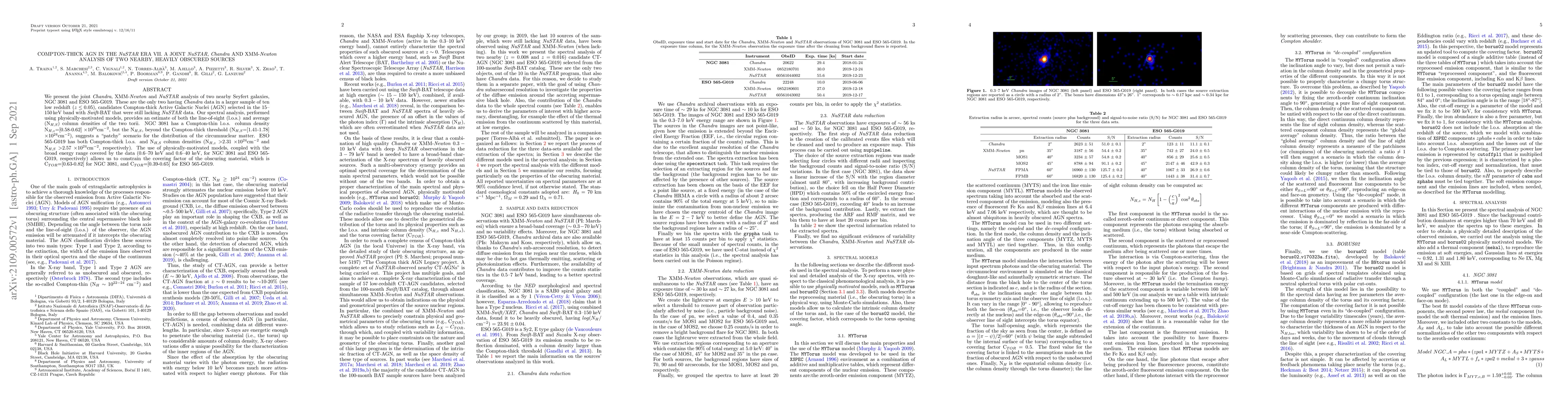 Thumbnail for Compton-Thick AGN in the NuSTAR era VII. A joint NuSTAR, Chandra and
  XMM-Newton analysis of two nearby, heavily obscured sources