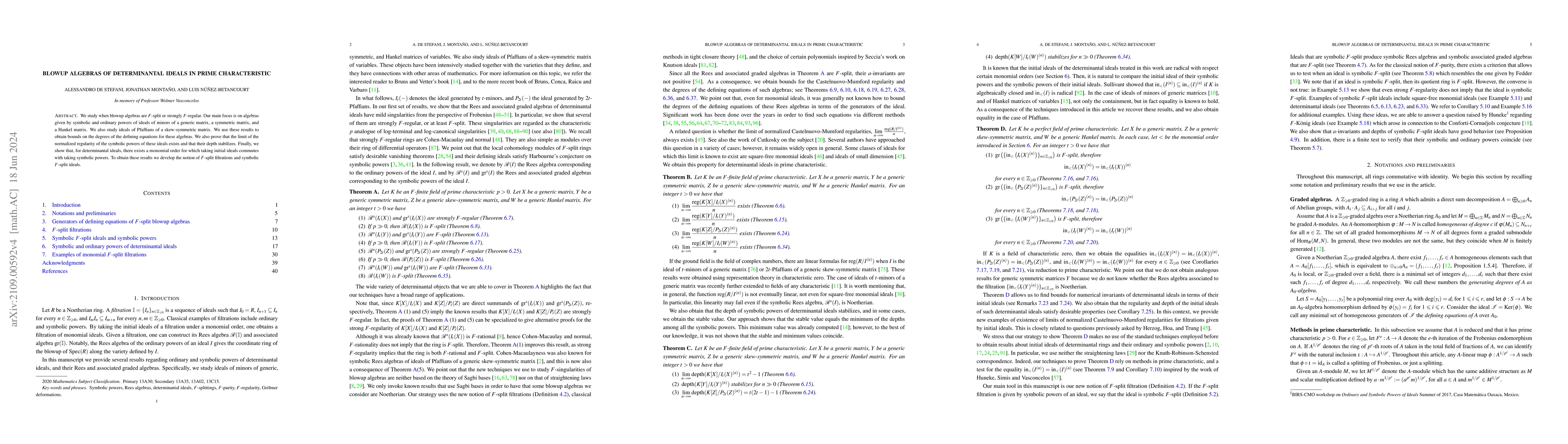 Thumbnail for Blowup algebras of determinantal ideals in prime characteristic