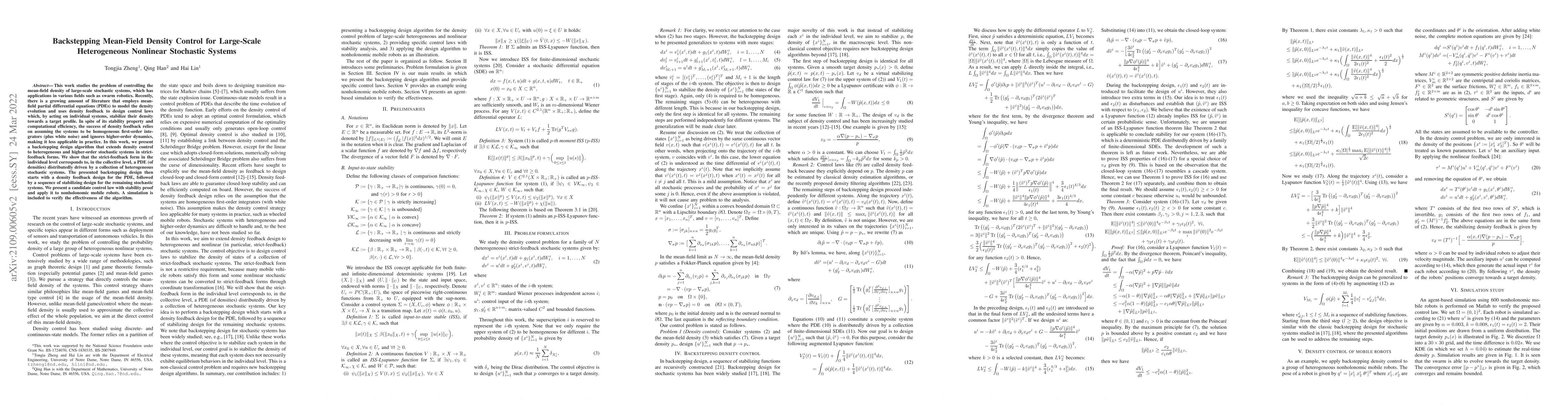 Thumbnail for Backstepping Mean-Field Density Control for Large-Scale Heterogeneous
  Nonlinear Stochastic Systems