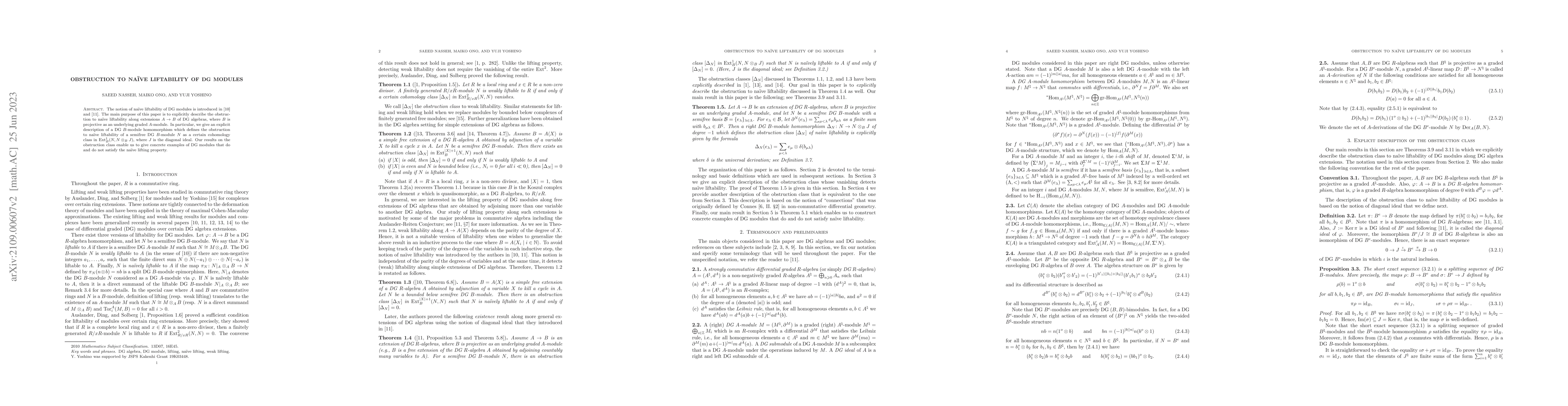 Thumbnail for Obstruction to naive liftability of DG modules
