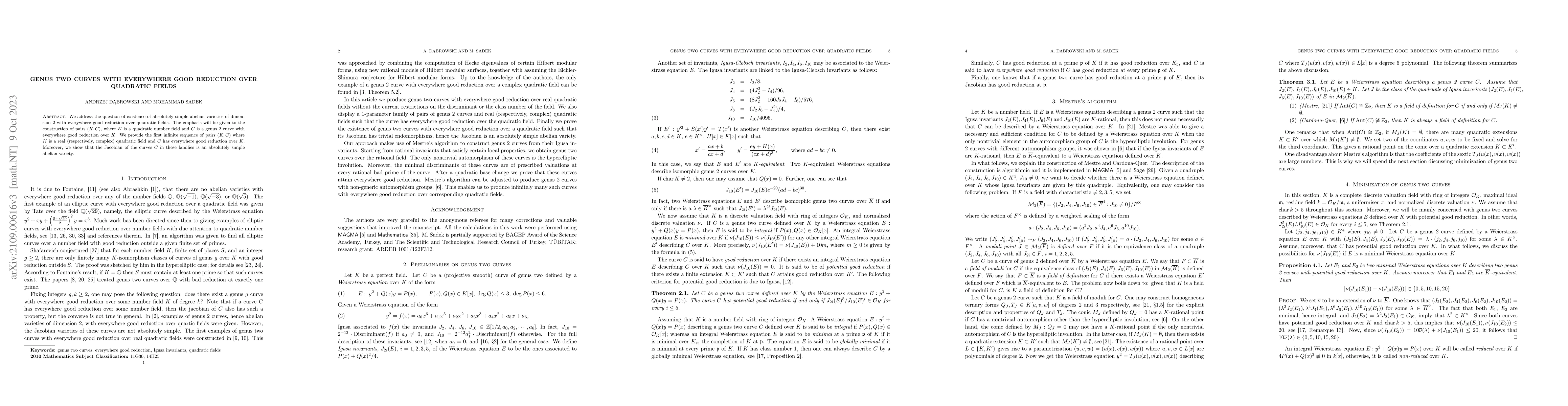 Thumbnail for Genus two curves with everywhere good reduction over quadratic fields