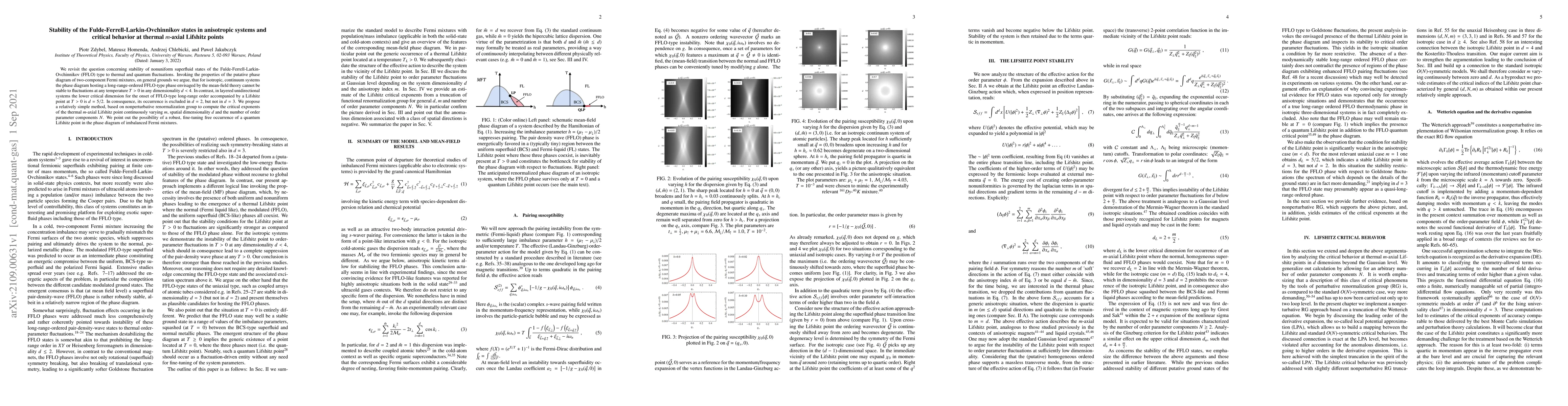 Thumbnail for Stability of the Fulde-Ferrell-Larkin-Ovchinnikov states in anisotropic
  systems and critical behavior at thermal $m$-axial Lifshitz points