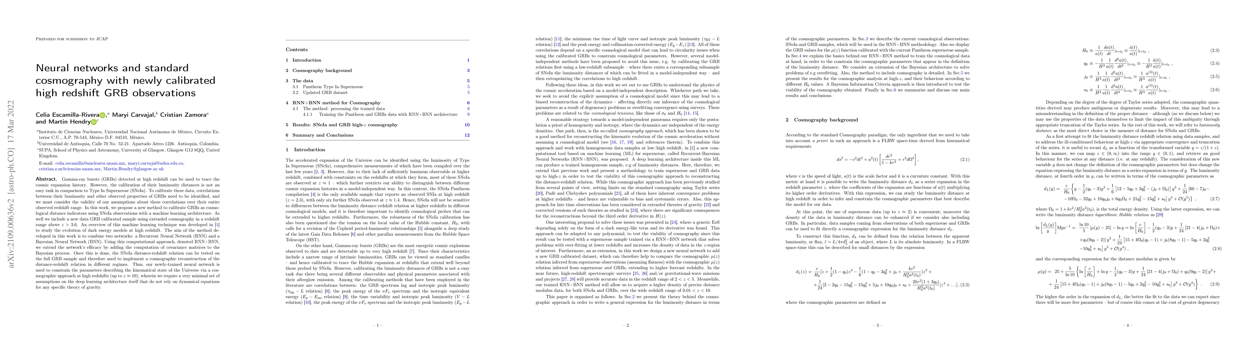 Thumbnail for Neural networks and standard cosmography with newly calibrated high
  redshift GRB observations