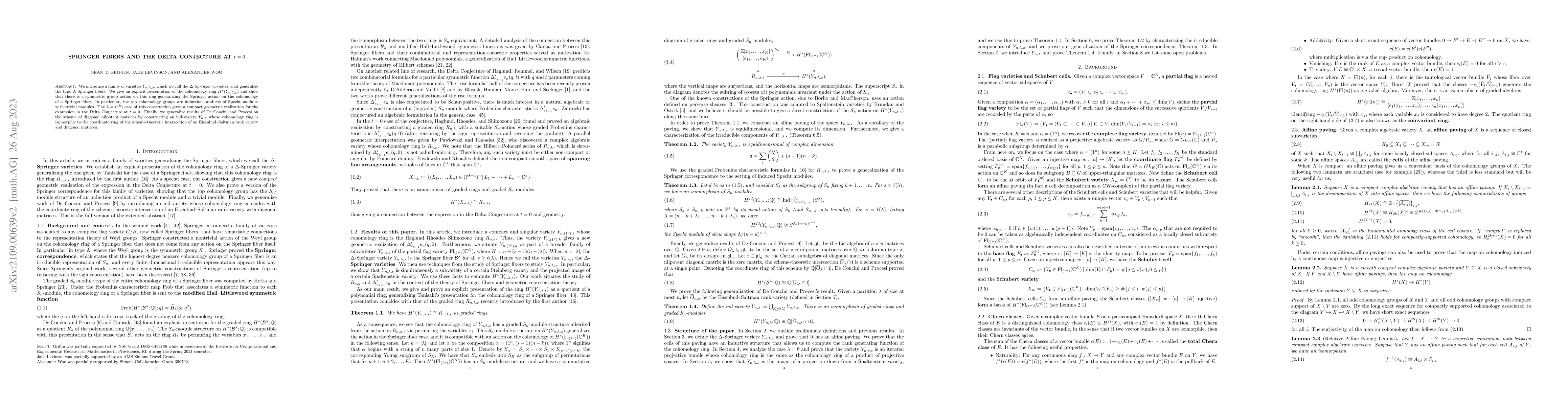 Thumbnail for Springer fibers and the Delta Conjecture at $t=0$