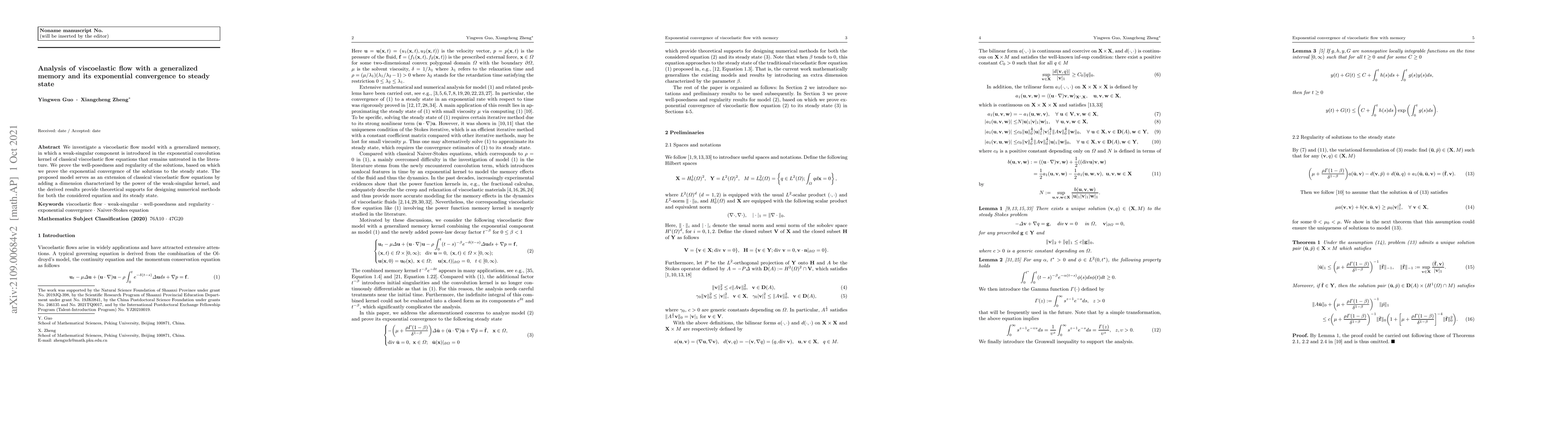 Thumbnail for Analysis of viscoelastic flow with a generalized memory and its
  exponential convergence to steady state