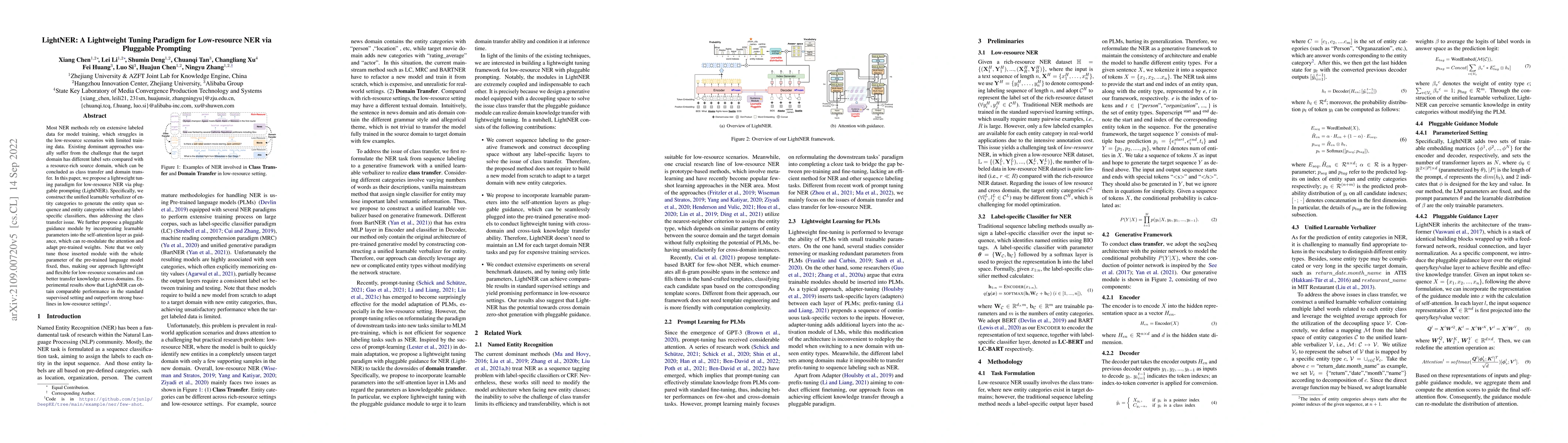 Thumbnail for LightNER: A Lightweight Tuning Paradigm for Low-resource NER via
  Pluggable Prompting