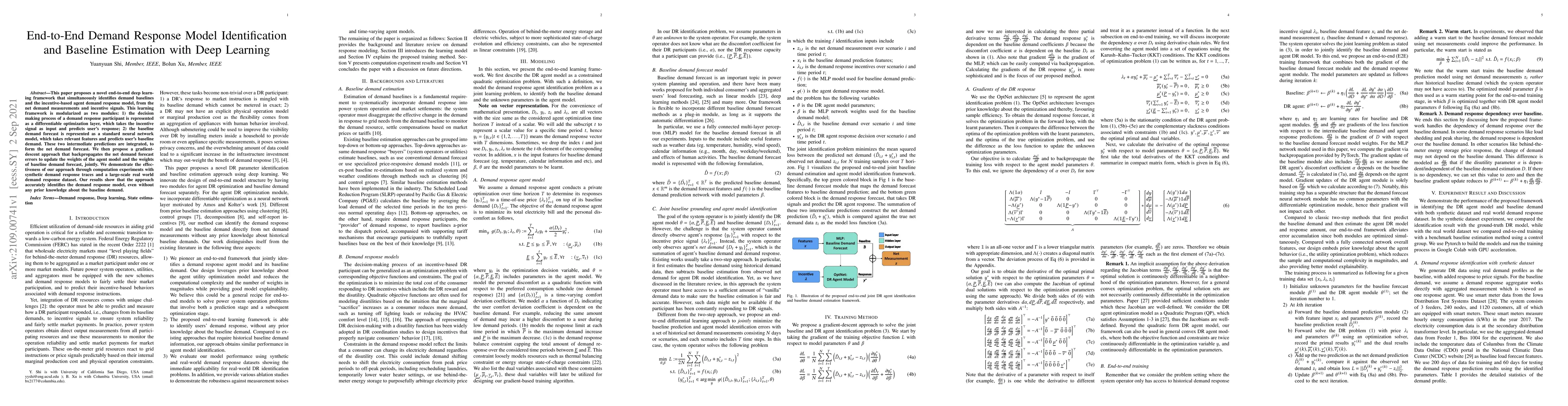 Thumbnail for End-to-End Demand Response Model Identification and Baseline Estimation
  with Deep Learning