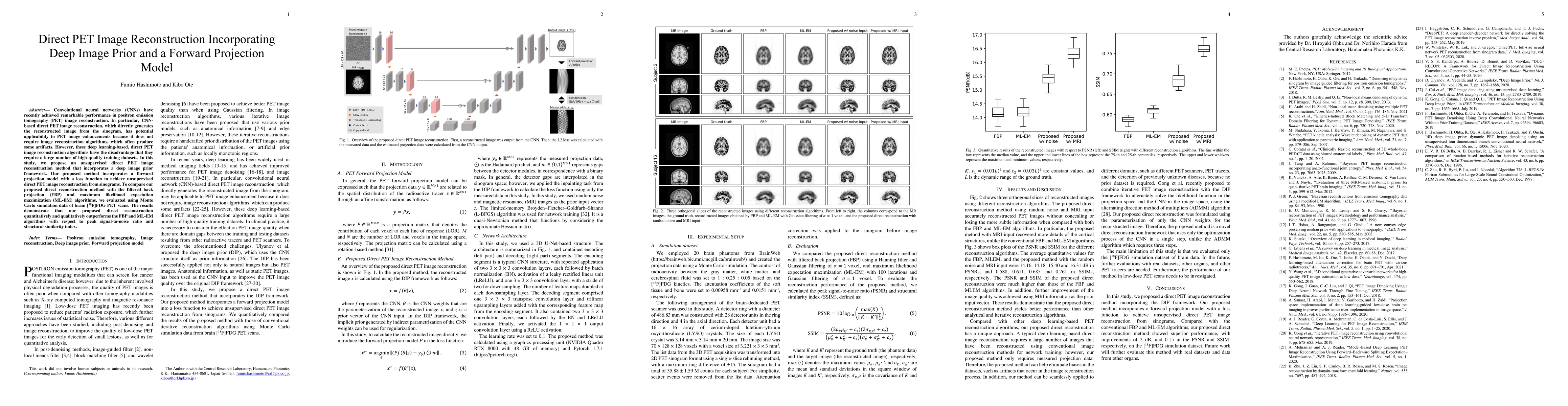 Thumbnail for Direct PET Image Reconstruction Incorporating Deep Image Prior and a
  Forward Projection Model