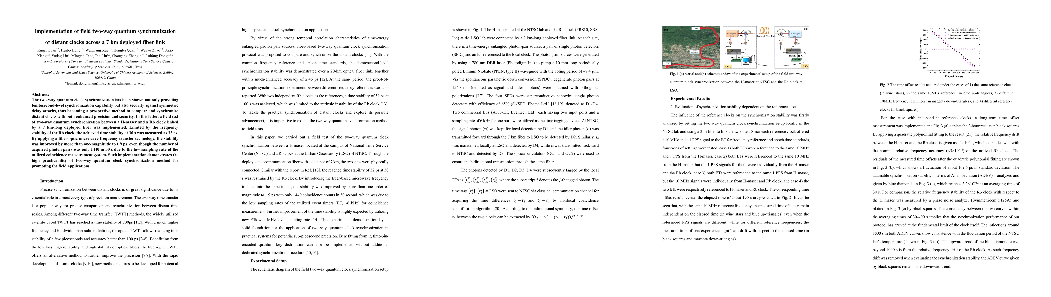 Thumbnail for Implementation of field two-way quantum synchronization of distant
  clocks across a 7 km deployed fiber link