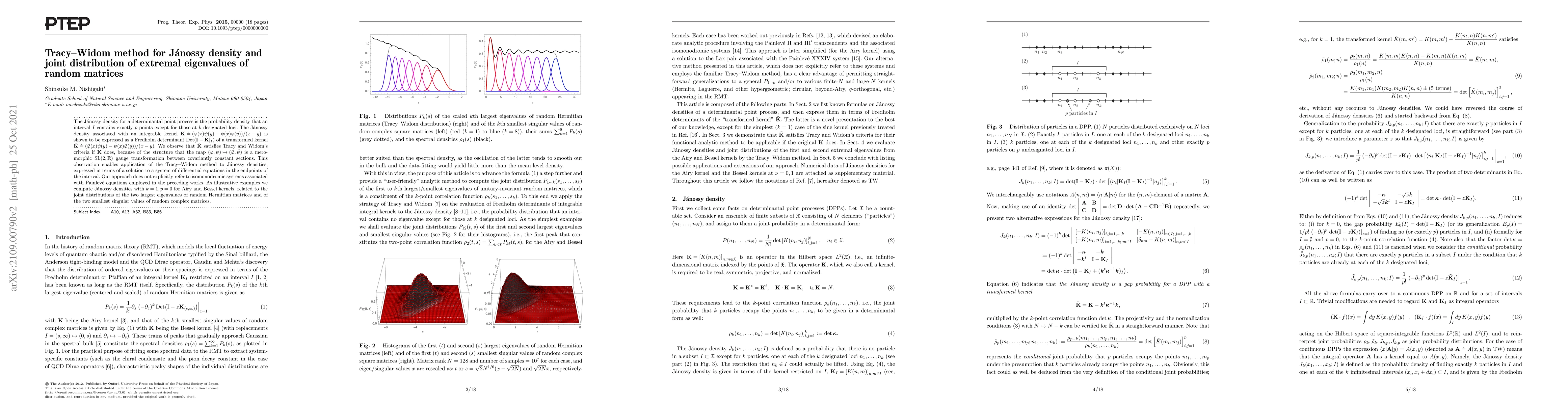 Thumbnail for Tracy-Widom method for Janossy density and joint distribution of
  extremal eigenvalues of random matrices