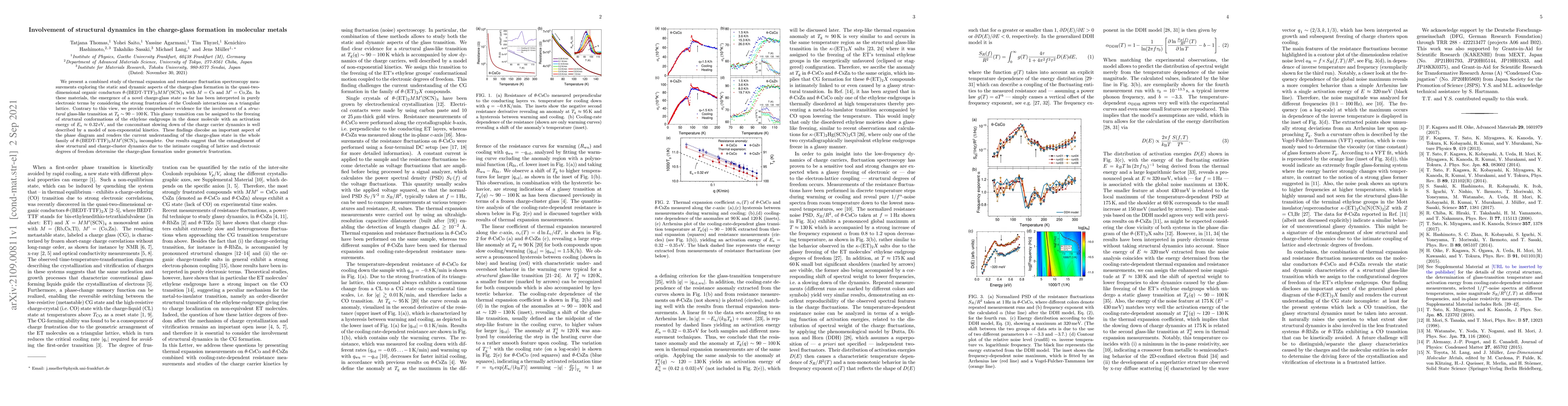 Thumbnail for Involvement of structural dynamics in the charge-glass formation in
  molecular metals