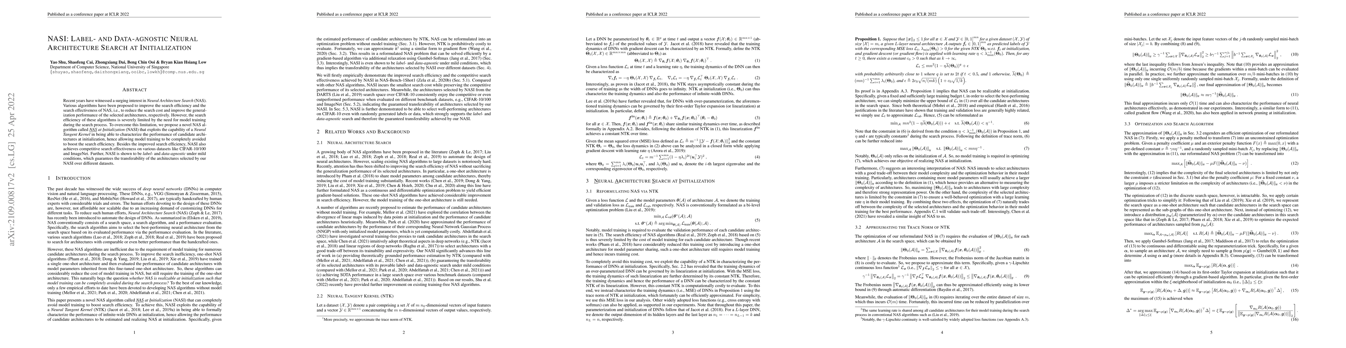 Thumbnail for NASI: Label- and Data-agnostic Neural Architecture Search at
  Initialization