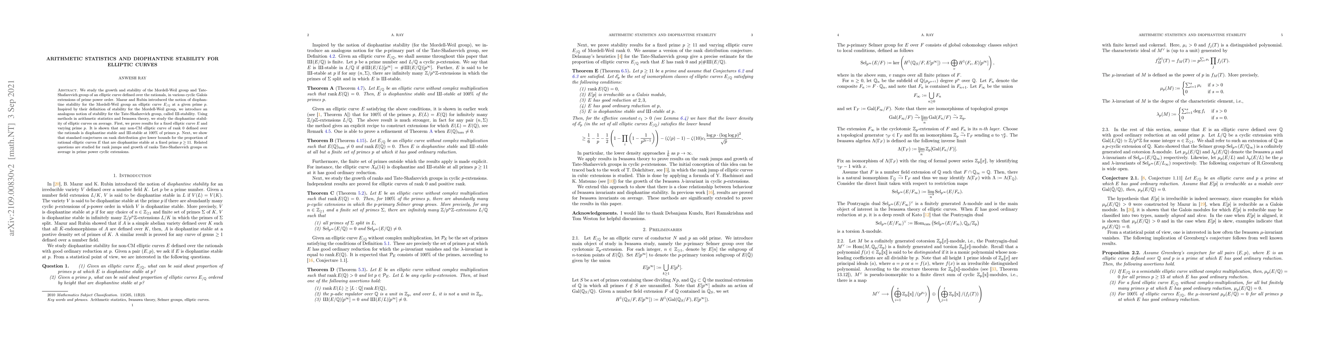 Thumbnail for Arithmetic statistics and diophantine stability for elliptic curves