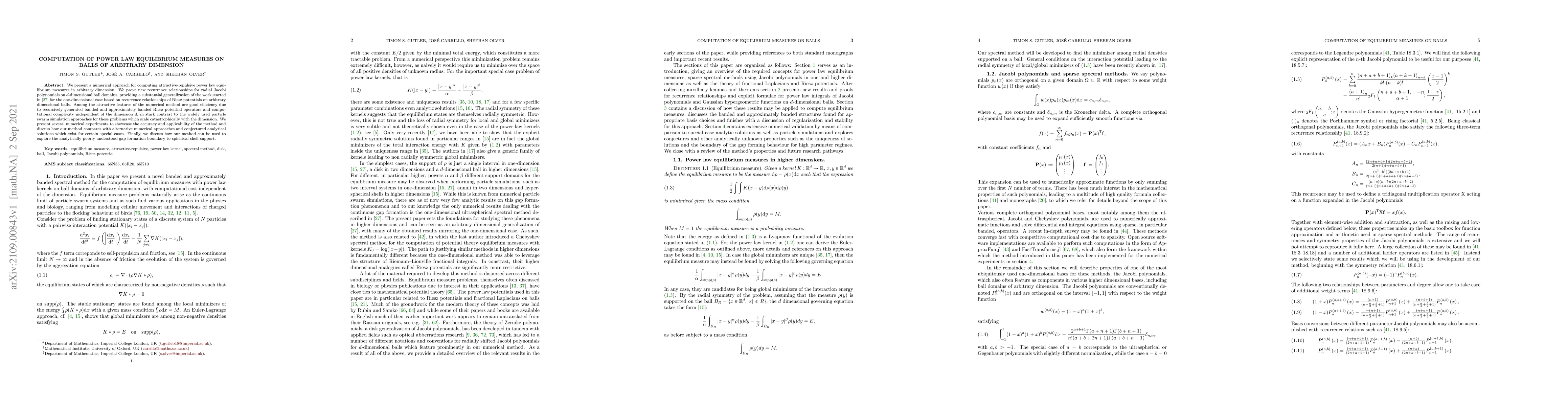 Thumbnail for Computation of Power Law Equilibrium Measures on Balls of Arbitrary
  Dimension