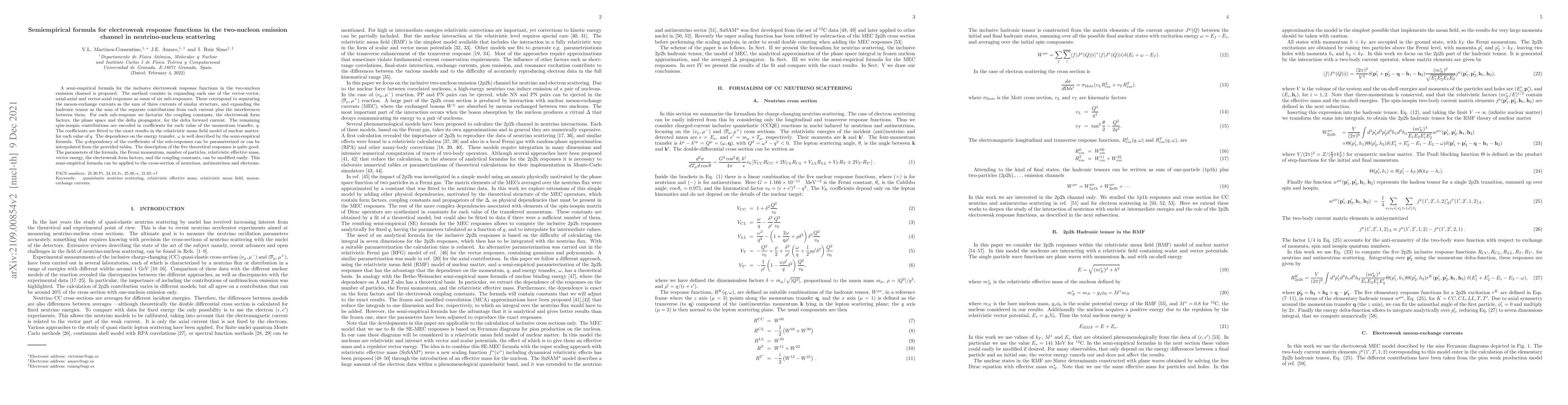 Thumbnail for Semiempirical formula for electroweak response functions in the
  two-nucleon emission channel in neutrino-nucleus scattering