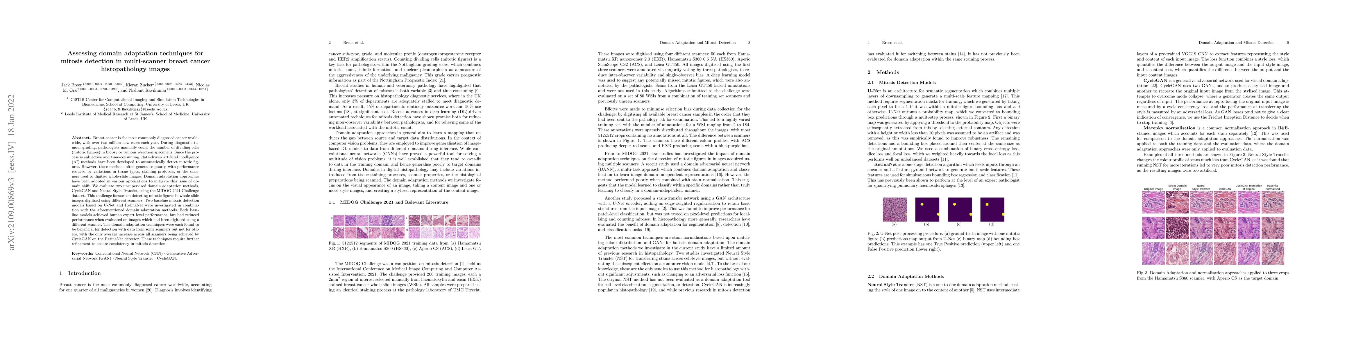 Thumbnail for Assessing domain adaptation techniques for mitosis detection in
  multi-scanner breast cancer histopathology images