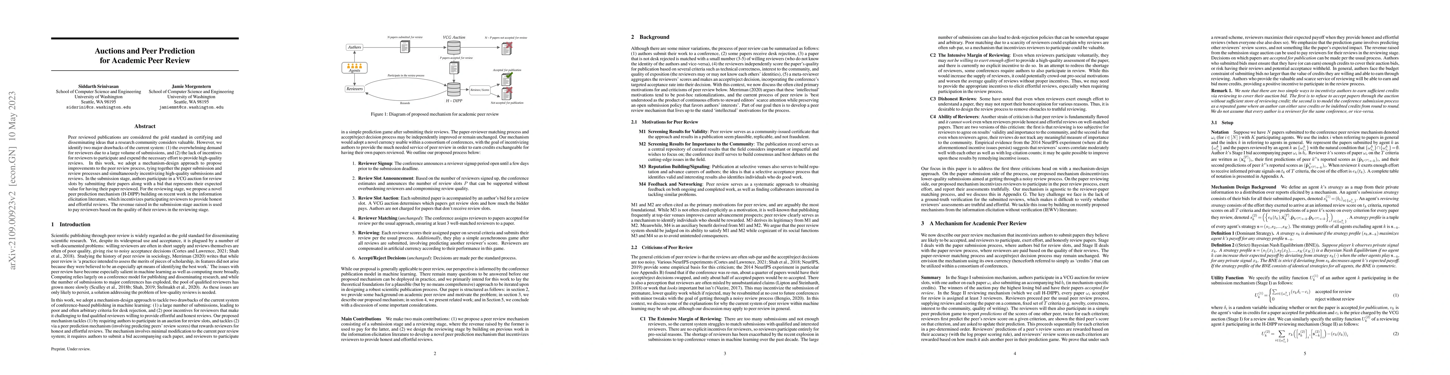Thumbnail for Auctions and Peer Prediction for Academic Peer Review
