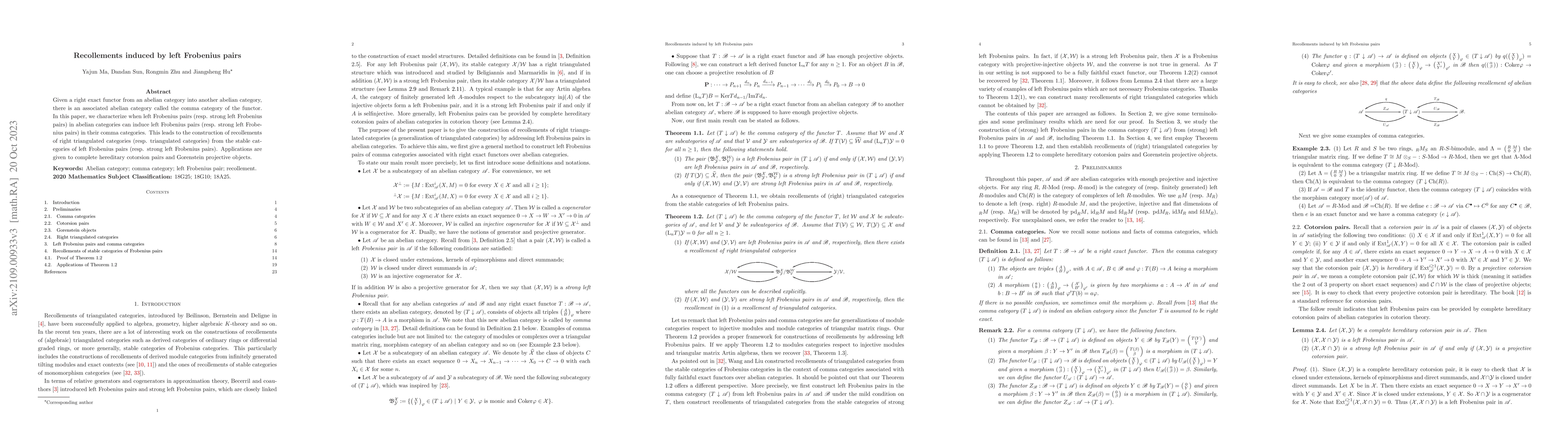 Thumbnail for Recollements induced by left Frobenius pairs