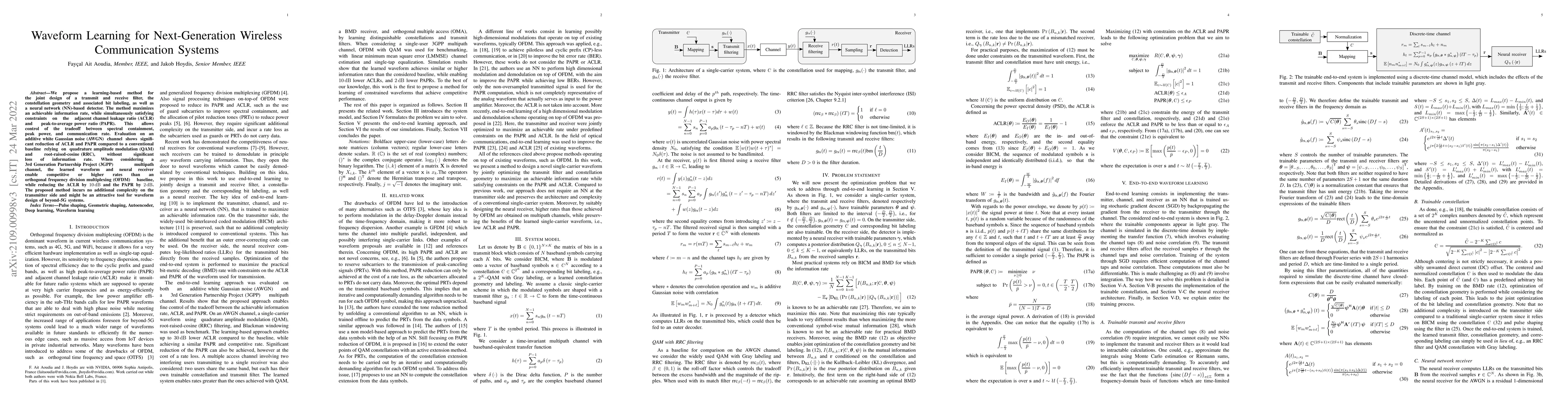 Thumbnail for Waveform Learning for Next-Generation Wireless Communication Systems