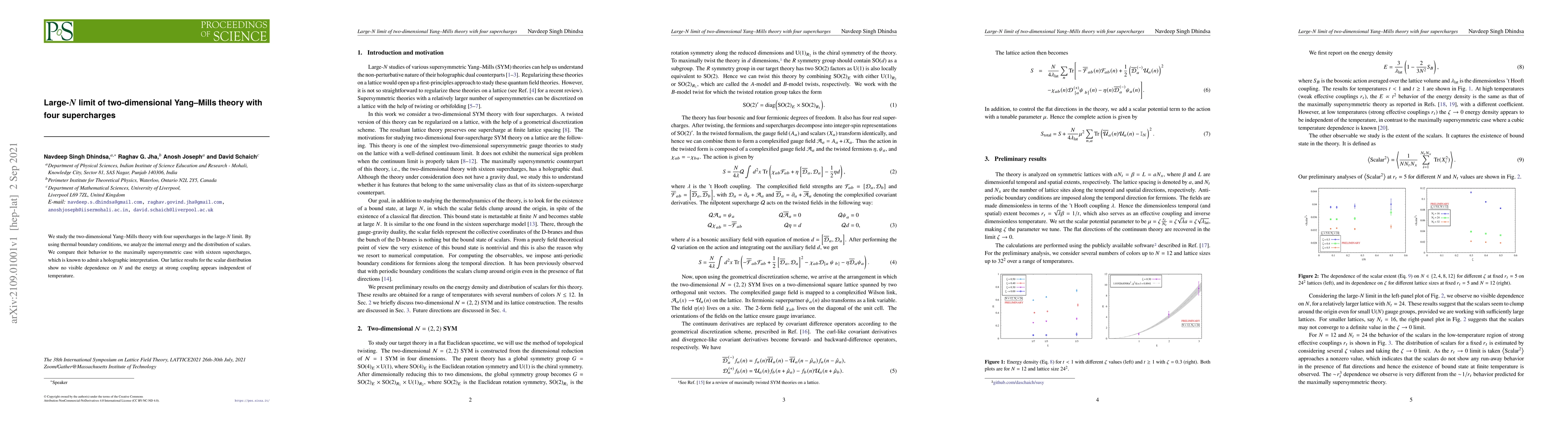 Thumbnail for Large-$N$ limit of two-dimensional Yang--Mills theory with four
  supercharges