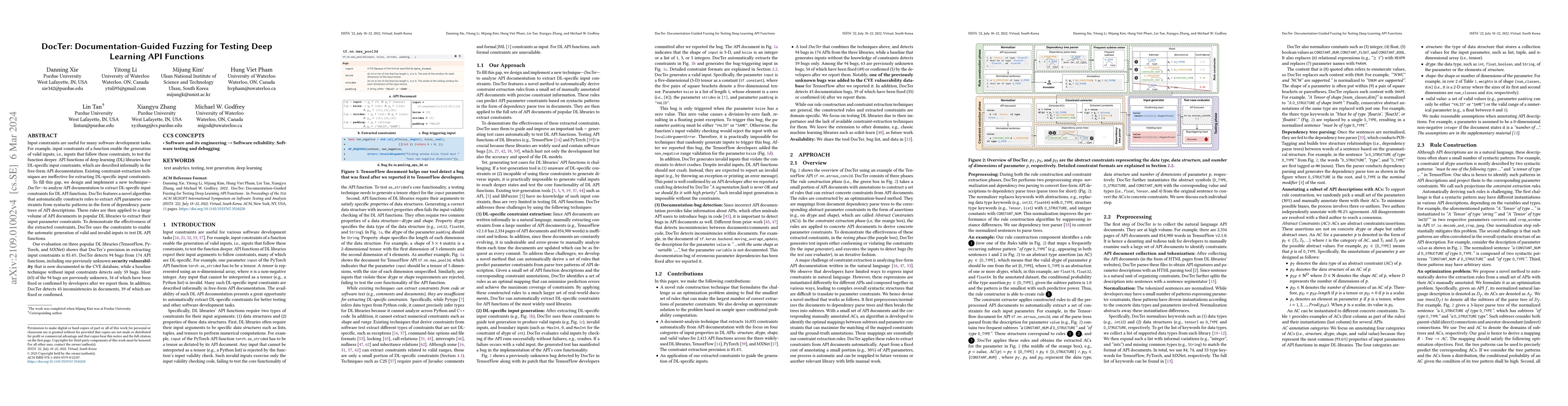 Thumbnail for DocTer: Documentation Guided Fuzzing for Testing Deep Learning API
  Functions