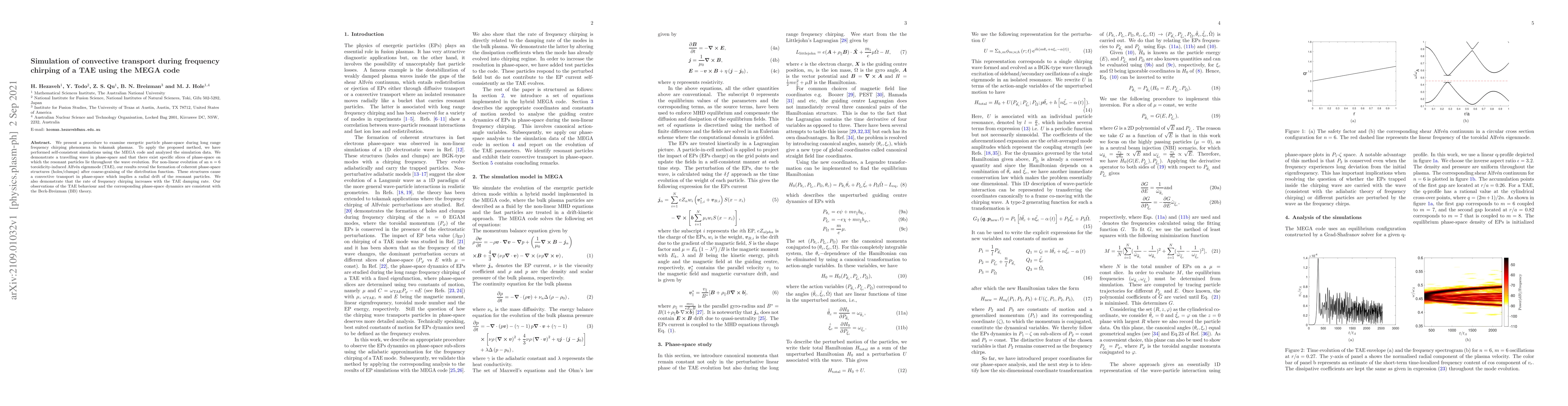 Thumbnail for Simulation of convective transport during frequency chirping of a TAE
  using the MEGA code
