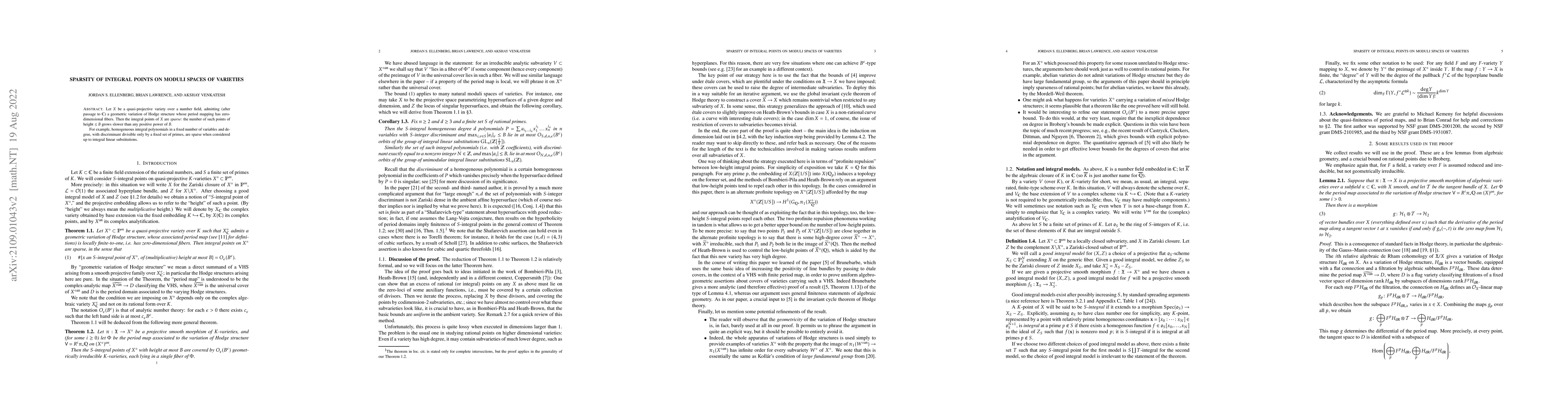 Thumbnail for Sparsity of Integral Points on Moduli Spaces of Varieties