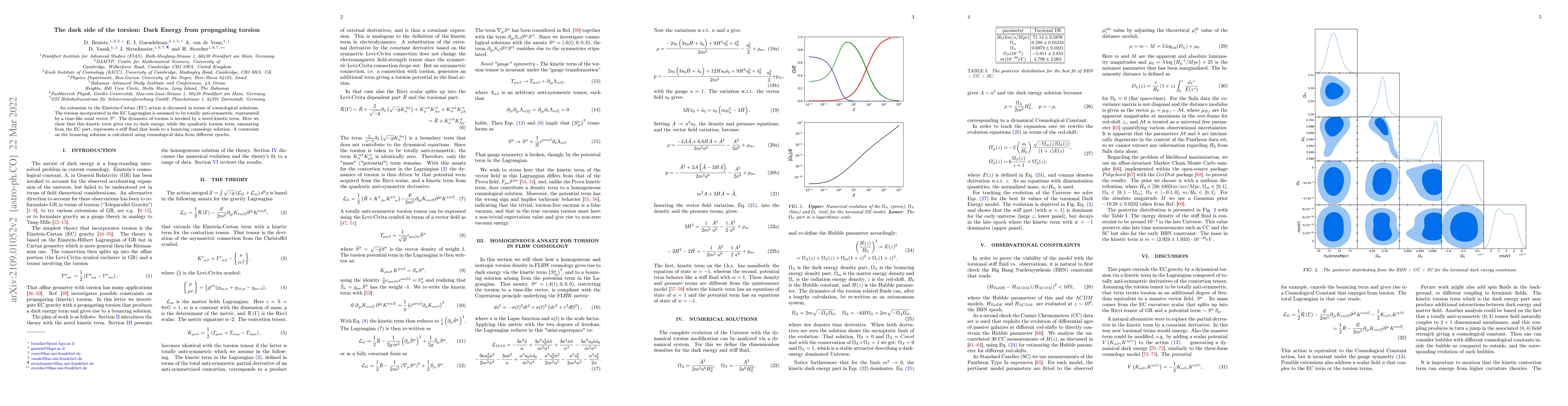 Thumbnail for The dark side of the torsion: Dark Energy from propagating torsion