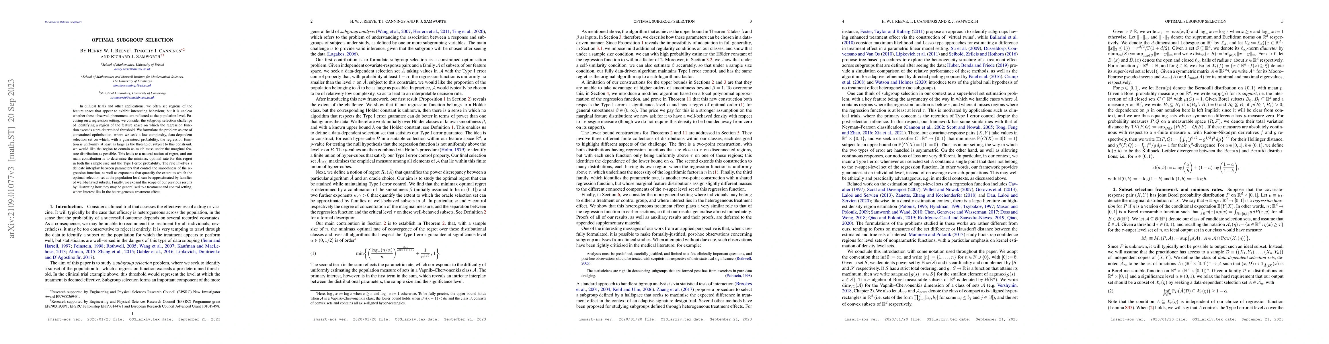 Thumbnail for Optimal subgroup selection