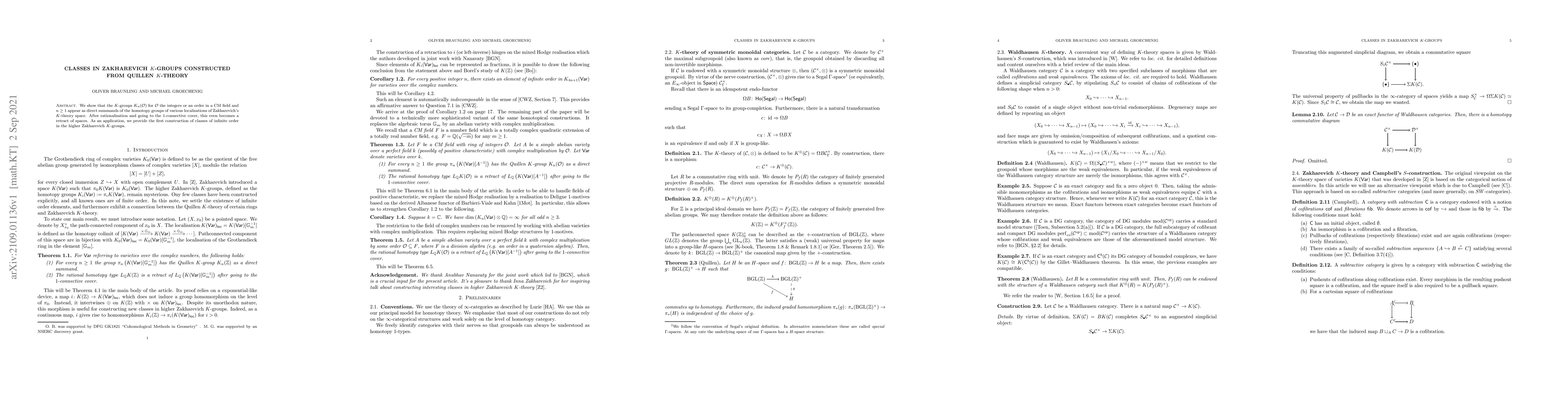 Thumbnail for Classes in Zakharevich K-groups constructed from Quillen K-theory