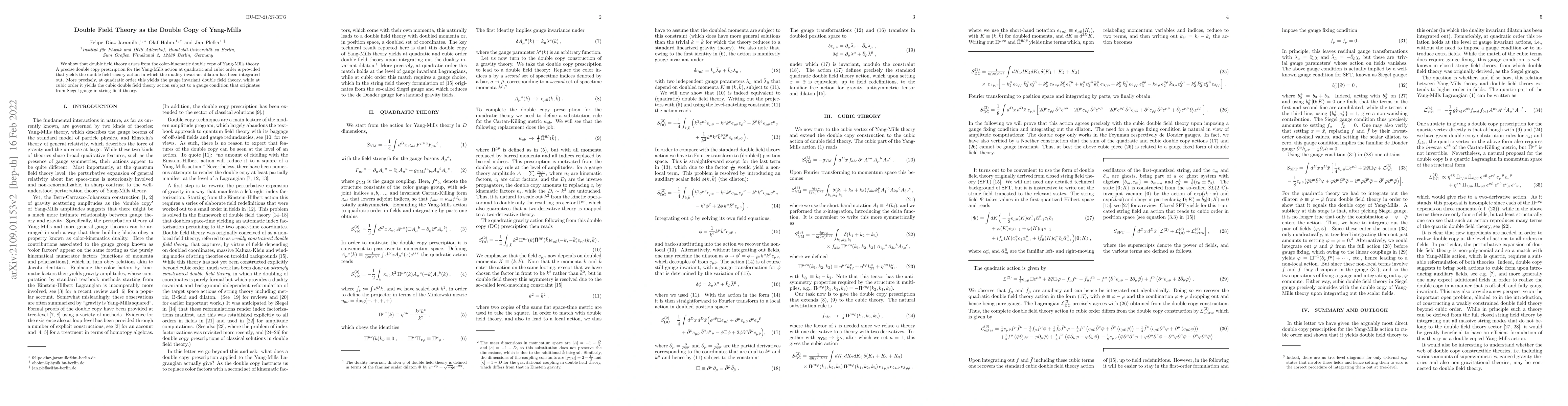 Thumbnail for Double Field Theory as the Double Copy of Yang-Mills
