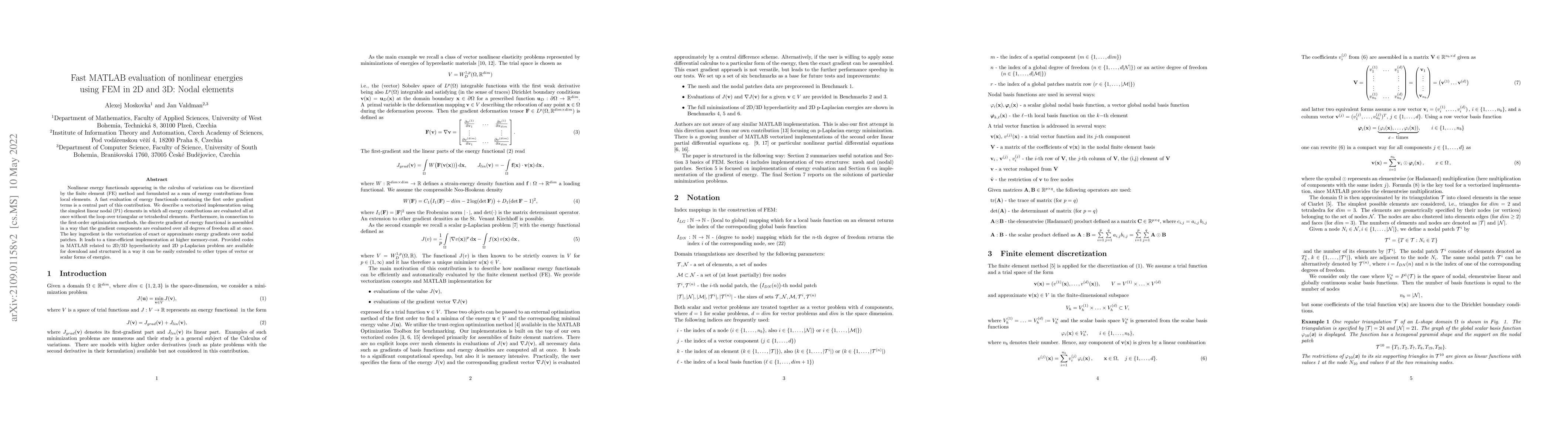 Thumbnail for Fast MATLAB evaluation of nonlinear energies using FEM in 2D and 3D:
  nodal elements