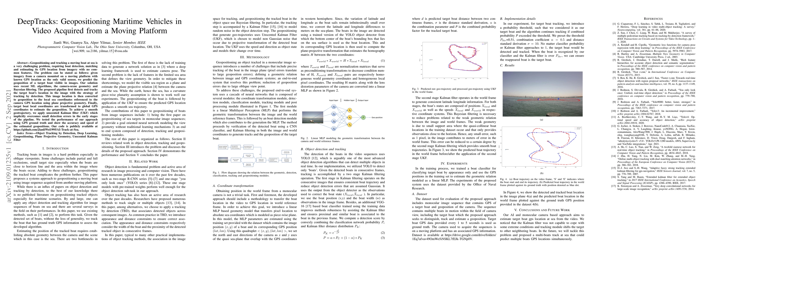 Thumbnail for DeepTracks: Geopositioning Maritime Vehicles in Video Acquired from a
  Moving Platform