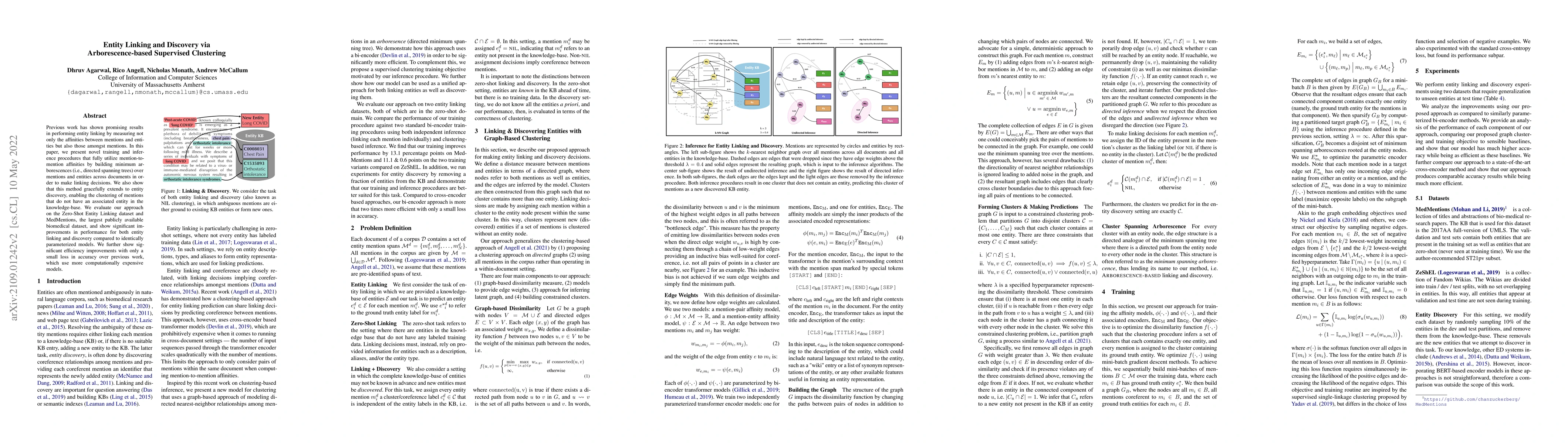 Thumbnail for Entity Linking and Discovery via Arborescence-based Supervised
  Clustering