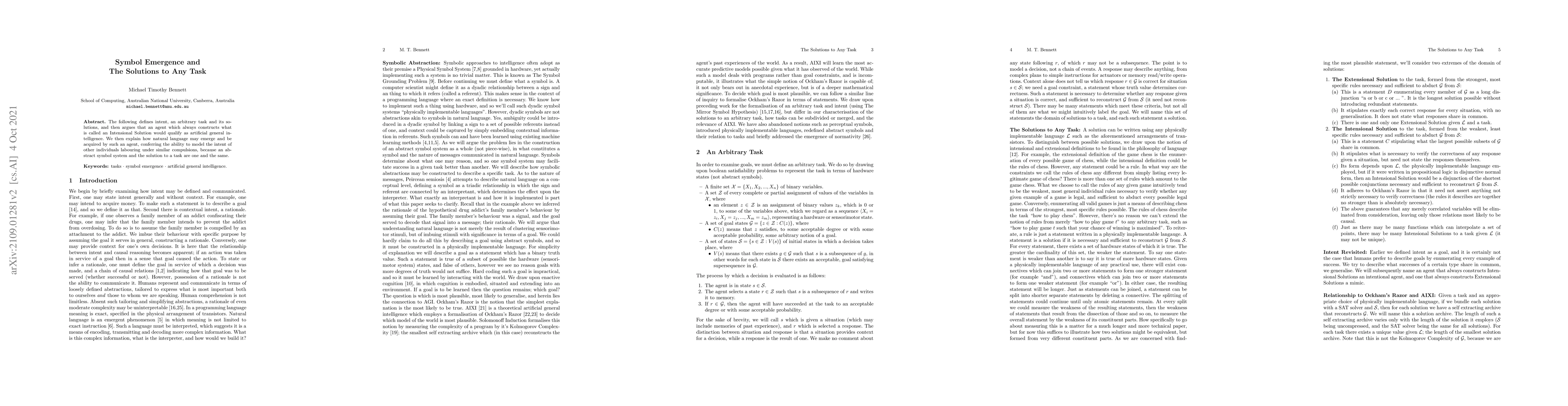 Thumbnail for Symbol Emergence and The Solutions to Any Task