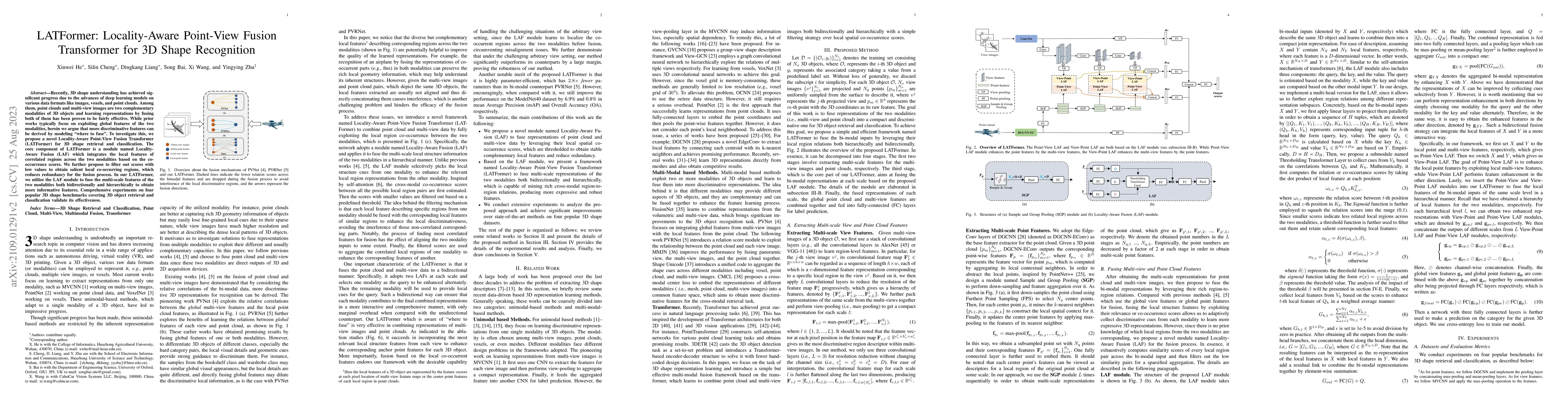 Thumbnail for LATFormer: Locality-Aware Point-View Fusion Transformer for 3D Shape
  Recognition