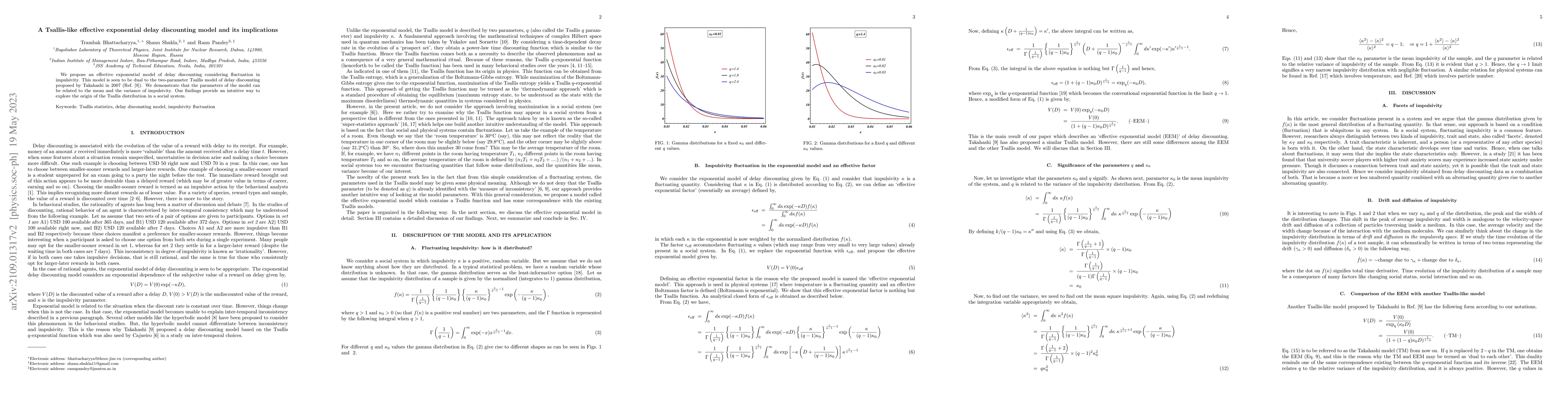 Thumbnail for A Tsallis-like effective exponential delay discounting model and its
  implications