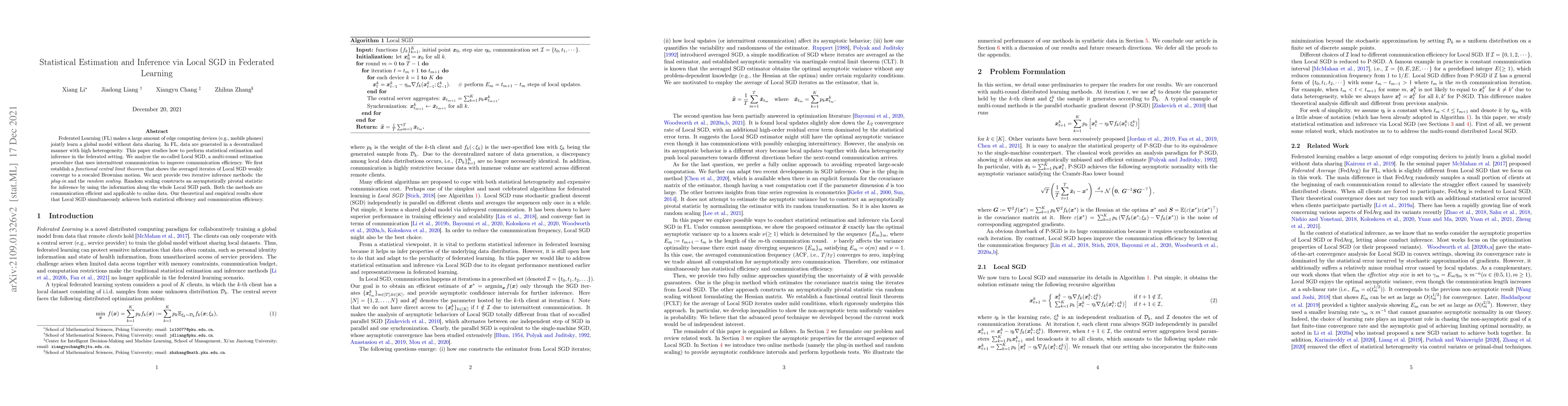 Thumbnail for Statistical Estimation and Inference via Local SGD in Federated Learning