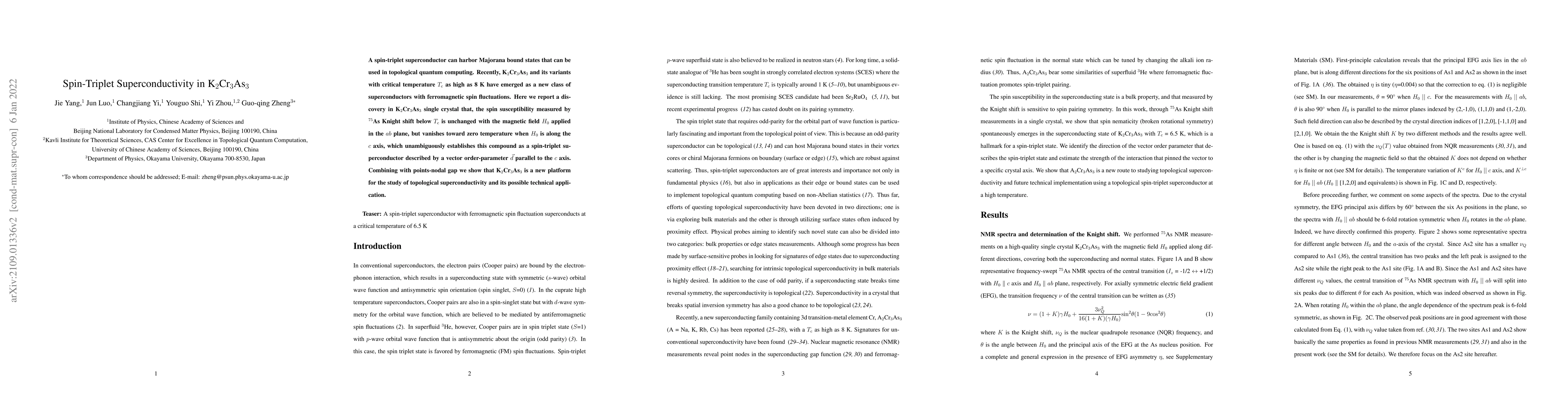 Thumbnail for Spin-Triplet Superconductivity in K2Cr3As3