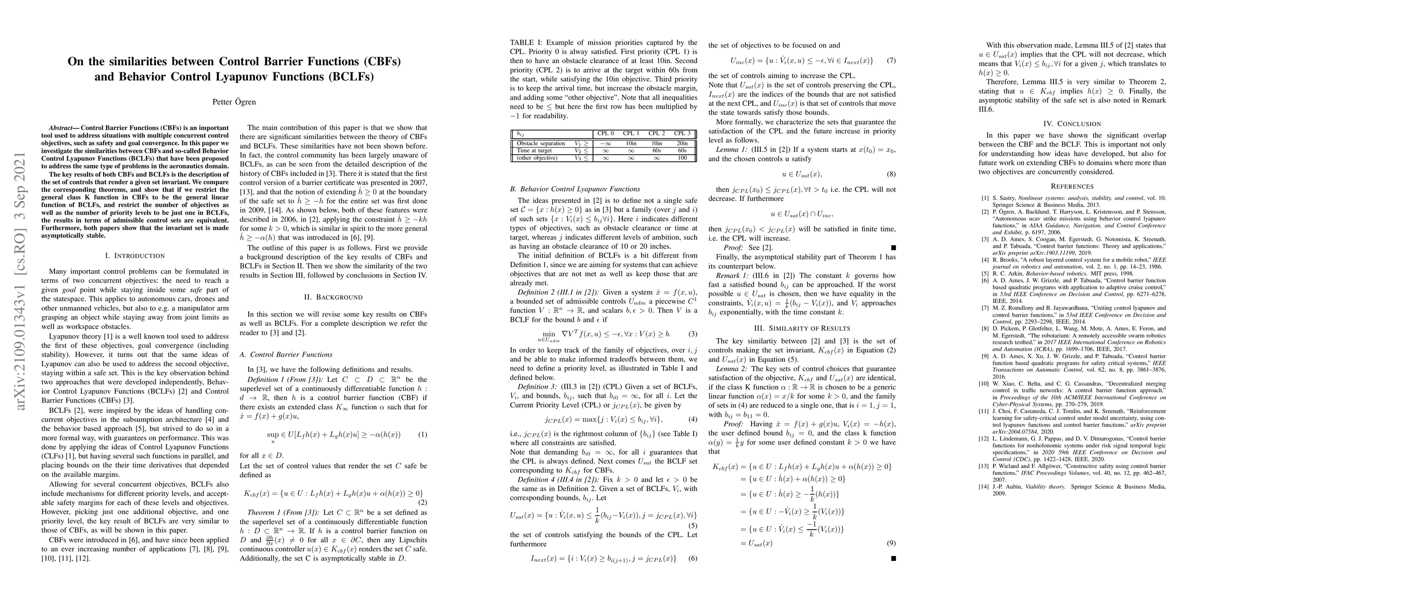 Thumbnail for On the similarities between Control Barrier Functions (CBFs) and
  Behavior Control Lyapunov Functions (BCLFs)