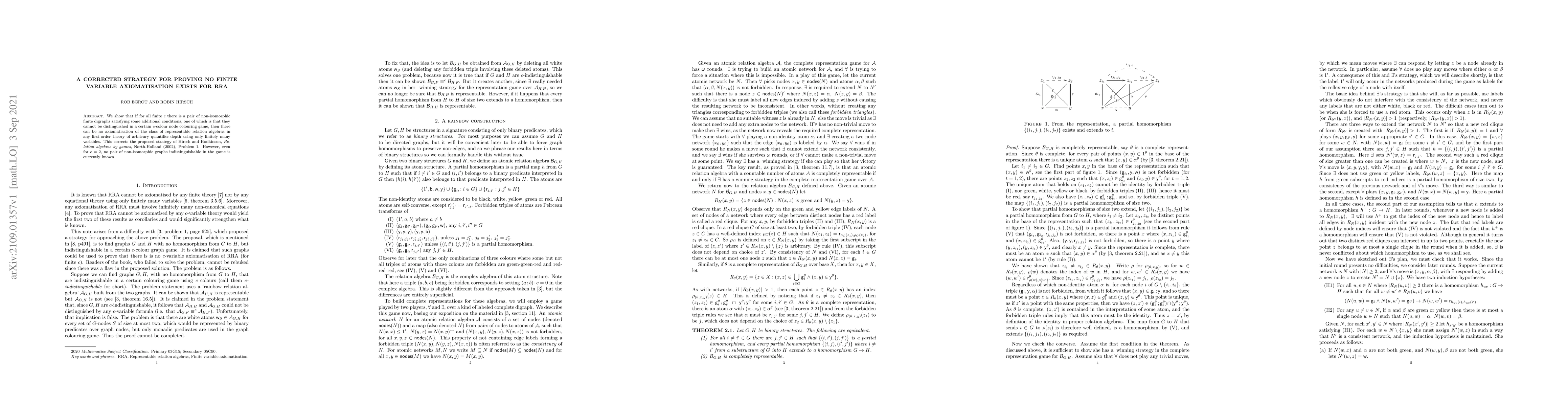 Thumbnail for A corrected strategy for proving no finite variable axiomatisation
  exists for RRA