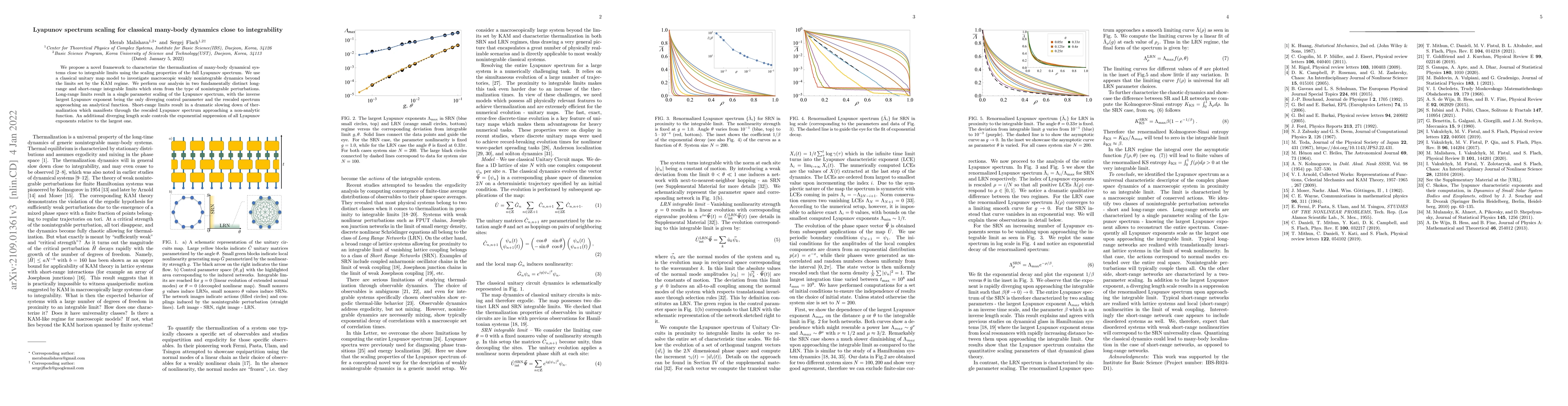 Thumbnail for Lyapunov spectrum scaling for classical many-body dynamics close to
  integrability