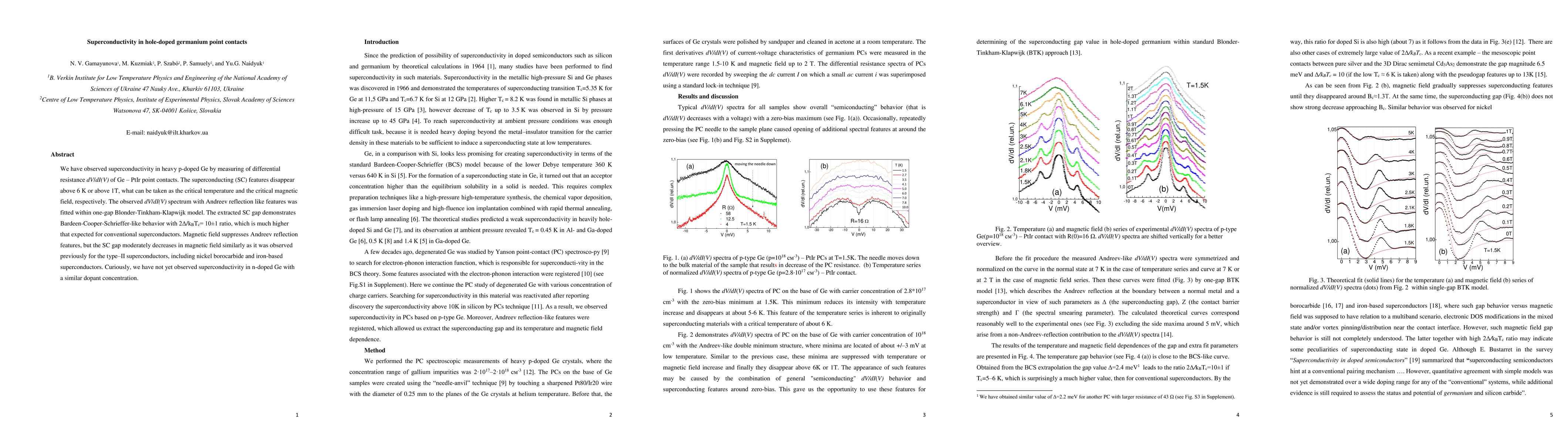 Thumbnail for Superconductivity in hole-doped germanium point contacts