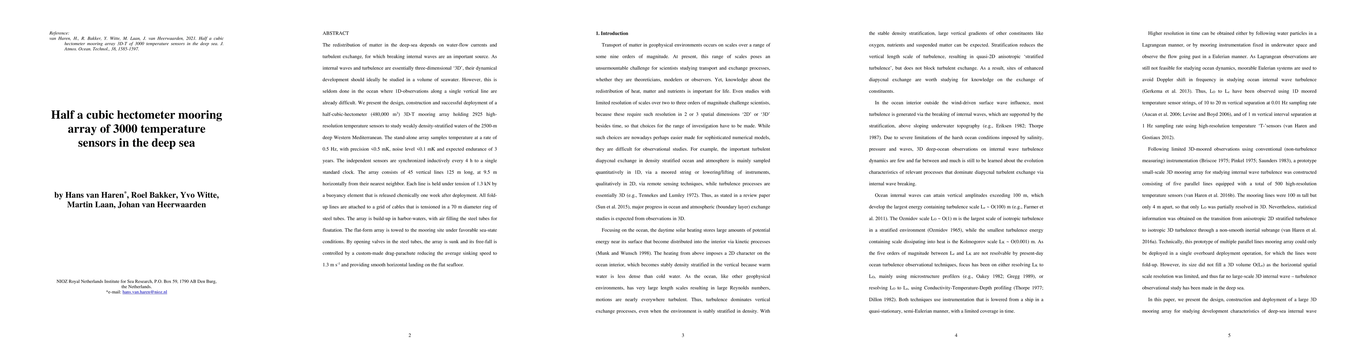 Thumbnail for Half a cubic hectometer mooring array of 3000 temperature sensors in the
  deep sea