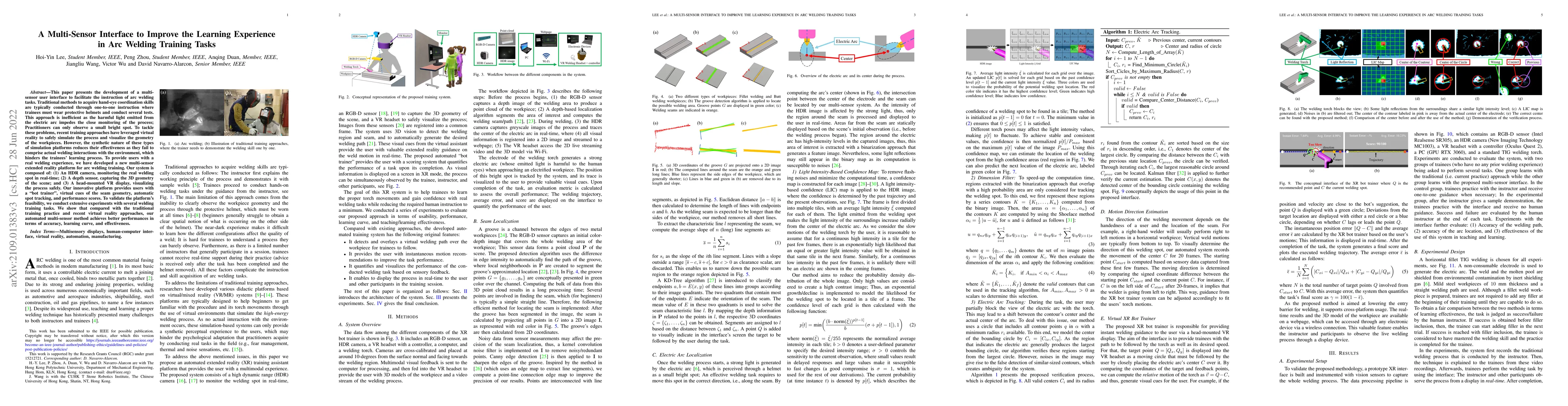 Thumbnail for A Multi-Sensor Interface to Improve the Learning Experience in Arc
  Welding Training Tasks